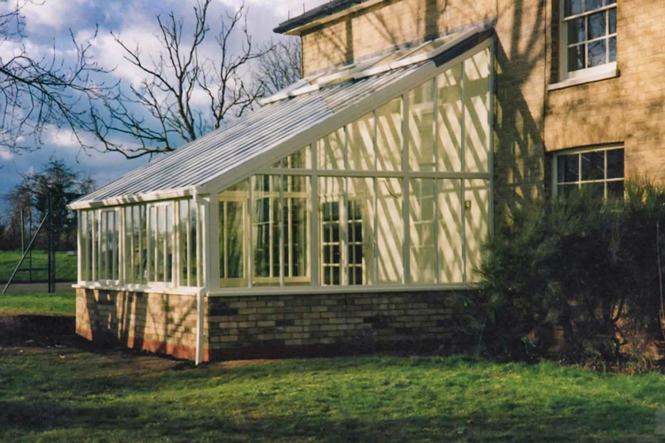 White PVCu dwarf wall Lean-To Conservatory with solar control glass roof sheets, 600mm wall